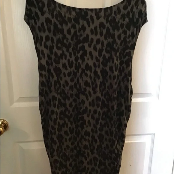 Torrid Black Gray Animal Print Ruched Bodycon Dress Size 5 - Picture 2 of 4